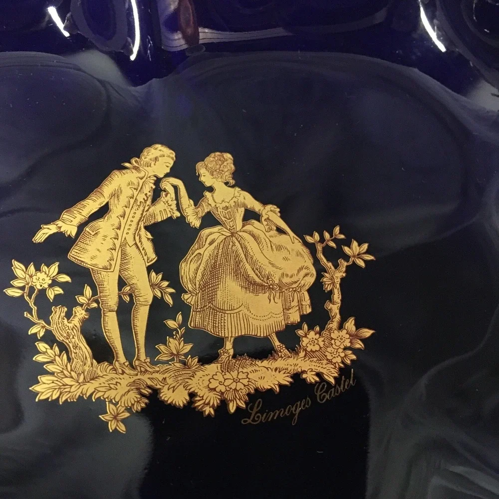 Limoges Veritable Porcelaine D'Art Cobalt Blue & Real Gold Trim Dish